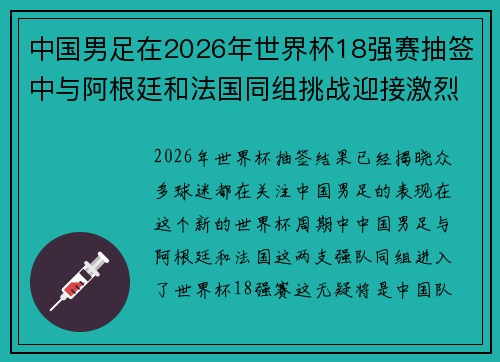 中国男足在2026年世界杯18强赛抽签中与阿根廷和法国同组挑战迎接激烈竞争
